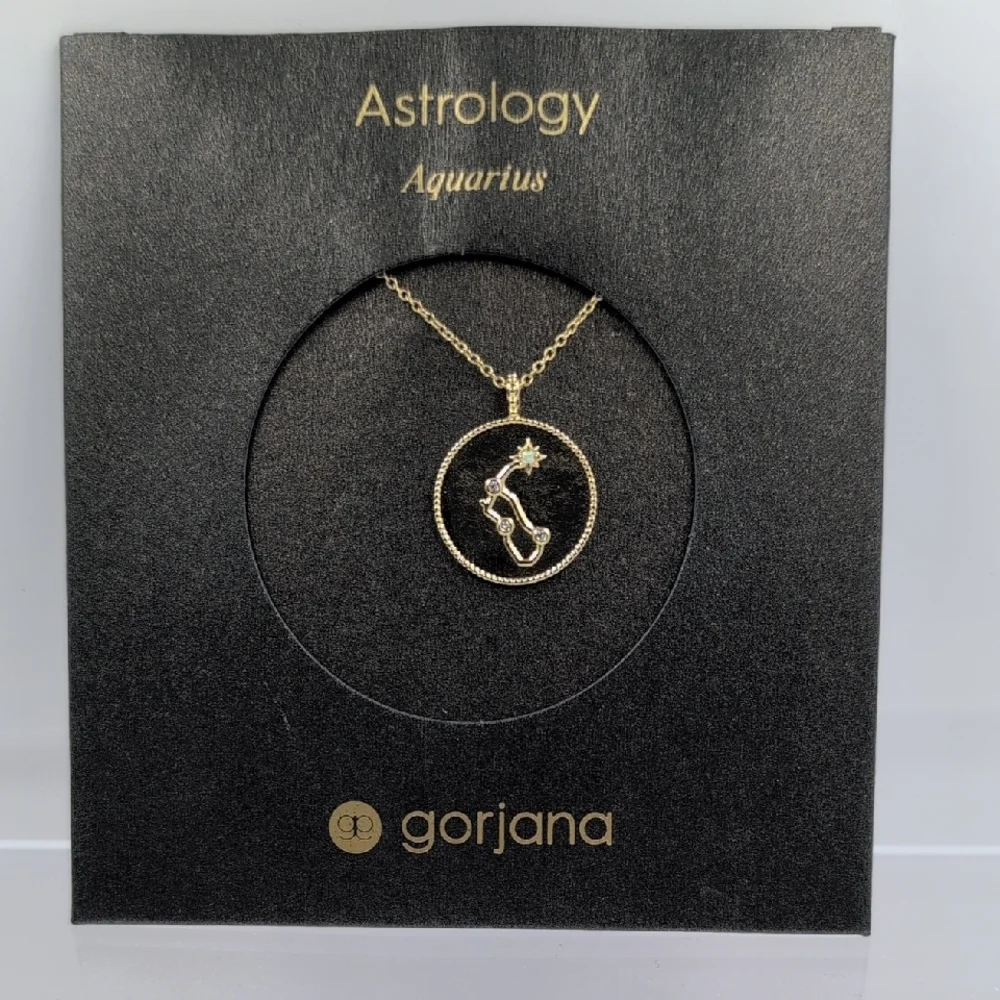 NWT Gorjana Gold Aquarius Astrology Coin Pendant Necklace